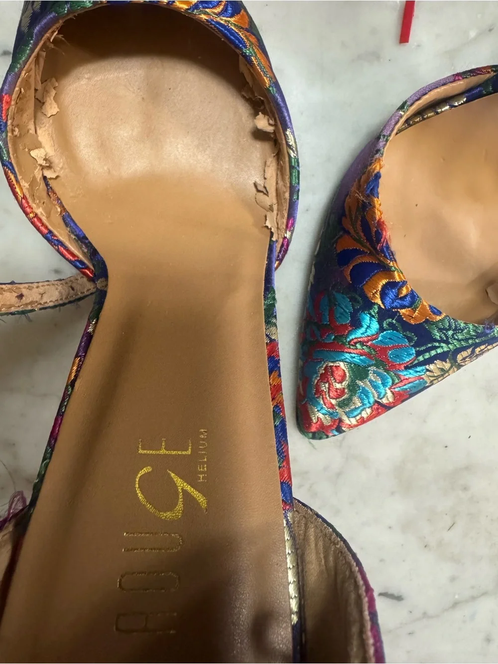 Women’s Blue Floral Ankle-Strap Pointed-Toe Heels